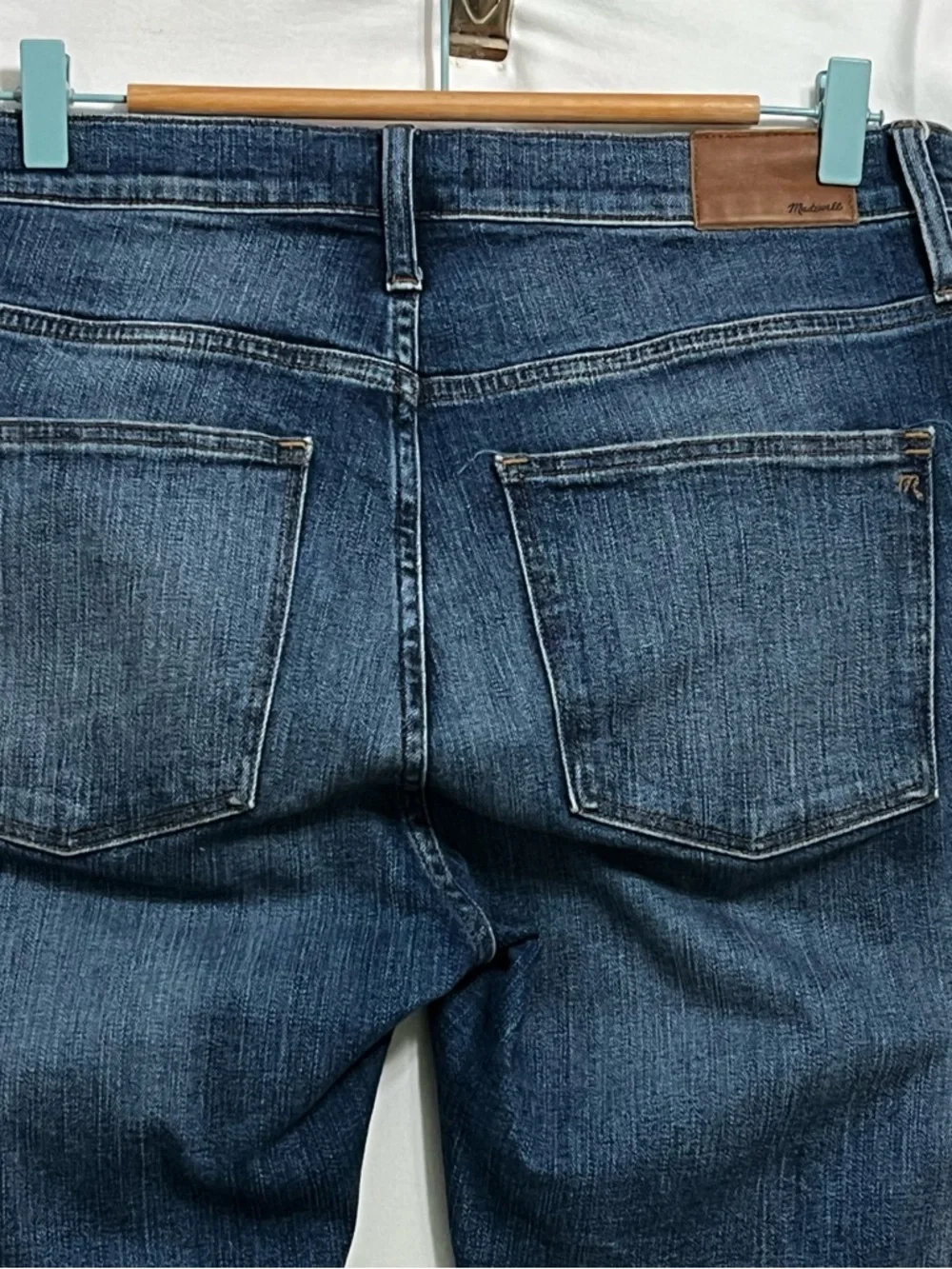 Madewell 9” High Rise Skinny Jeans Dark Wash 31 Raw Hem Distressed - Picture 7 of 12